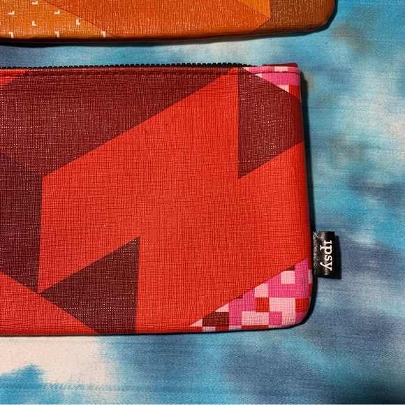 Tetris Ipsy Pouches Bundle of Two Makeup Bags w/ Zippers Orange & Red 👾🎮🧩🕹️ - Picture 3 of 11